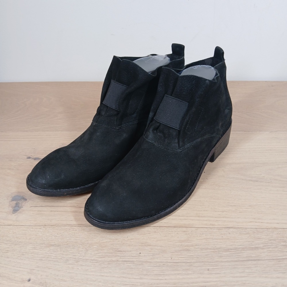 Eileen Fisher Boots Women 8.5 Black Leather Block Heel Designer Ankle Booties